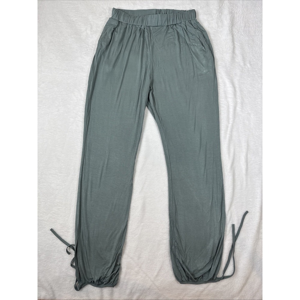 Double Zero Mystical Med Green Teal Ultra Soft‎ Lightweight Joggers Rayon Pocket